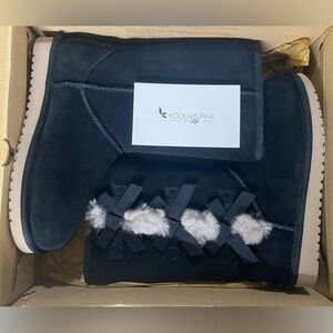 Koolaburra Black Victoria Tall Boots with Fur Accents